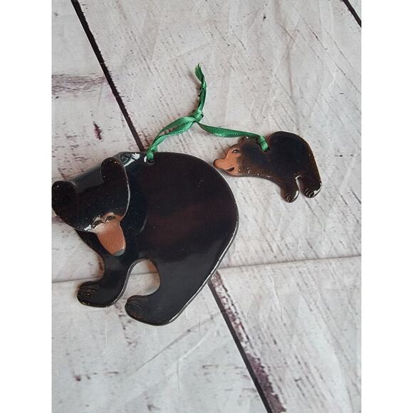 Mother Bear And Cub ornaments hanging Wayne Village Pottery Terracotta Clay - Picture 1 of 6